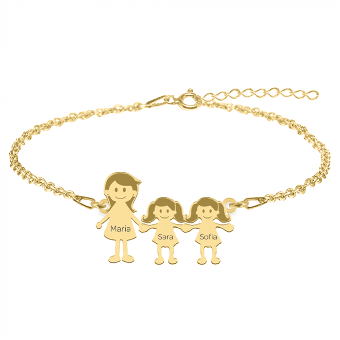 Family - Bratara personalizata mama si copilul din argint 925 placat cu aur galben 24K [2]