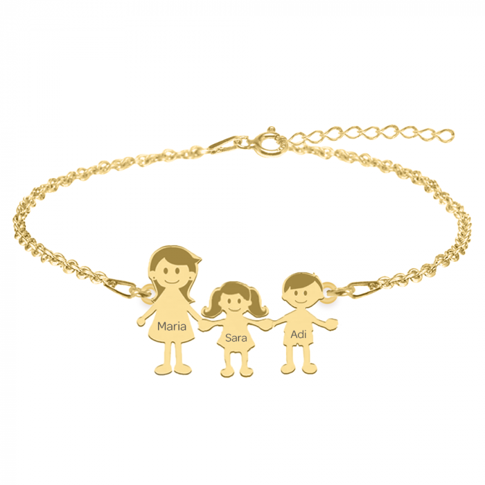 Family - Bratara personalizata mama si copilul din argint 925 placat cu aur galben 24K [3]