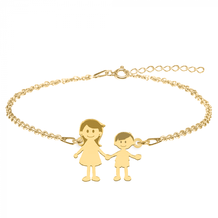 Family - Bratara personalizata mama si copilul din argint 925 placat cu aur galben 24K [4]