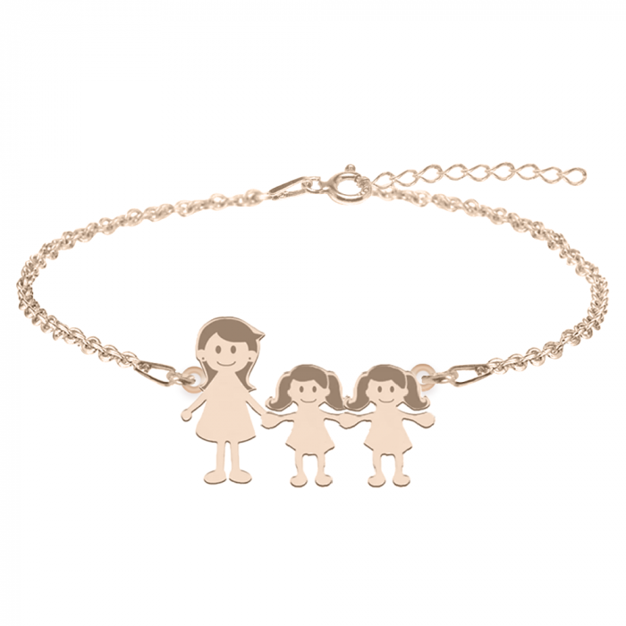 Family - Bratara personalizata mama si copilul din argint 925 placat cu aur roz [4]