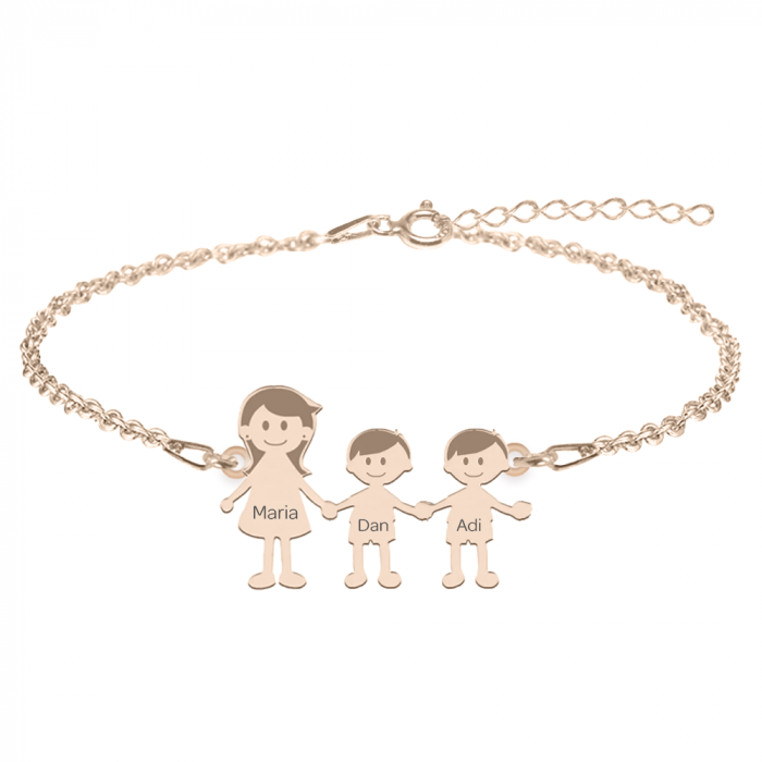 Family - Bratara personalizata mama si copilul din argint 925 placat cu aur roz [2]