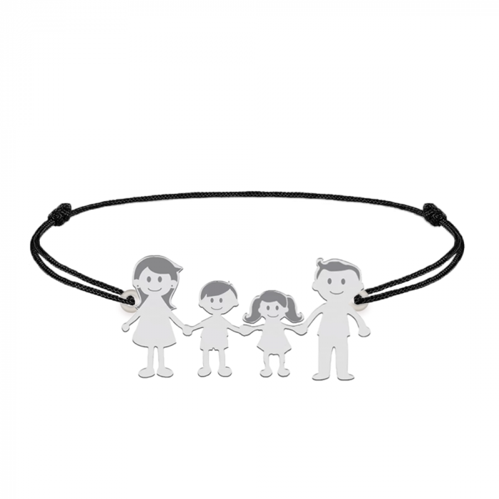 Family - Bratara personalizata snur cu pandantiv din argint membrii familiei - 4 membri [4]