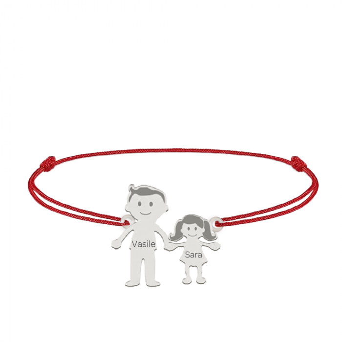 Family - Bratara personalizata tata si copilul cu snur si argint 925 [4]