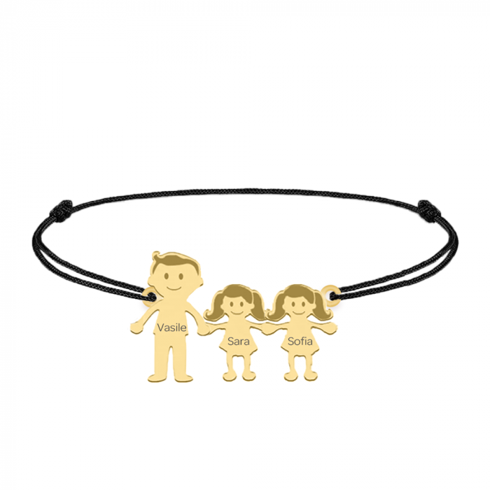 Family - Bratara personalizata tata si copilul cu snur si argint 925 placat cu aur galben 24K [2]