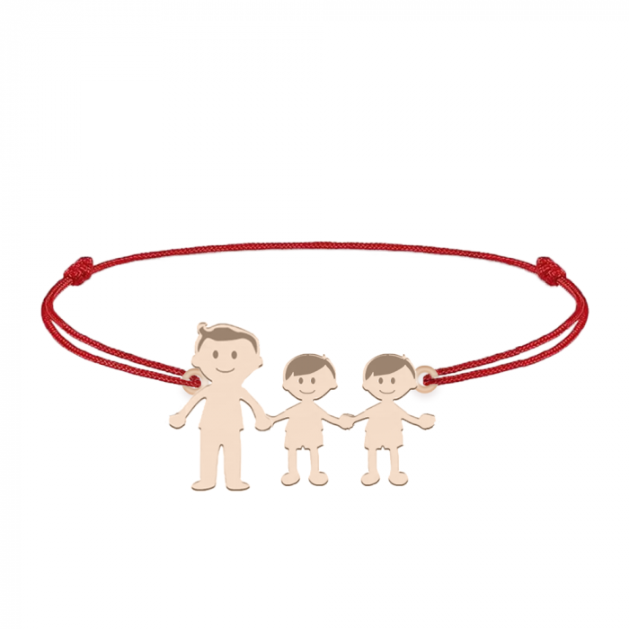 Family - Bratara personalizata tata si copilul cu snur si argint 925 placat cu aur roz [3]