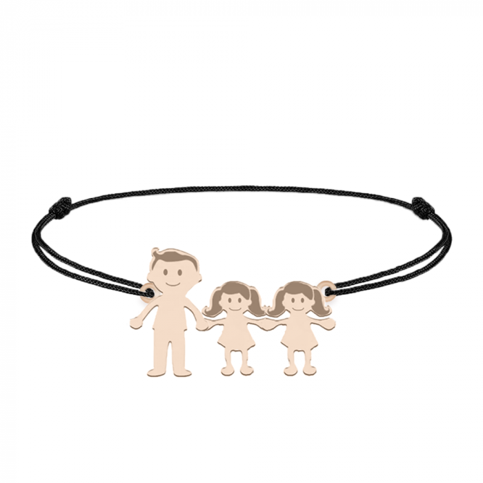 Family - Bratara personalizata tata si copilul cu snur si argint 925 placat cu aur roz [2]