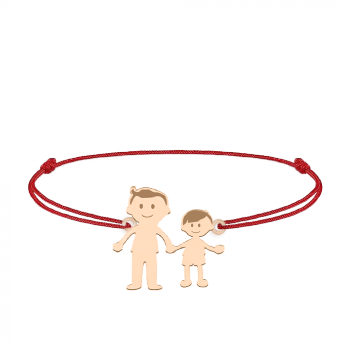 Family - Bratara personalizata tata si copilul cu snur si argint 925 placat cu aur roz [4]