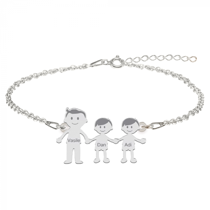 Family - Bratara personalizata tata si copilul din argint 925 [4]