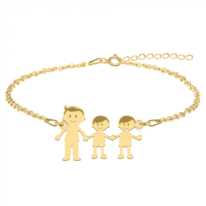 Family - Bratara personalizata tata si copilul din argint 925 placat cu aur galben 24K [2]
