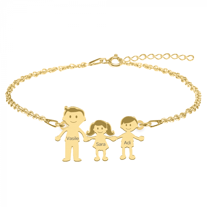 Family - Bratara personalizata tata si copilul din argint 925 placat cu aur galben 24K [3]