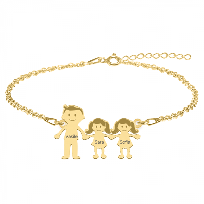Family - Bratara personalizata tata si copilul din argint 925 placat cu aur galben 24K [4]