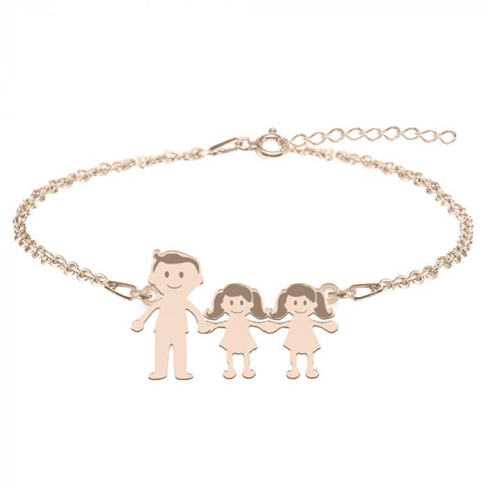 Family - Bratara personalizata tata si copilul din argint 925 placat cu aur roz [3]