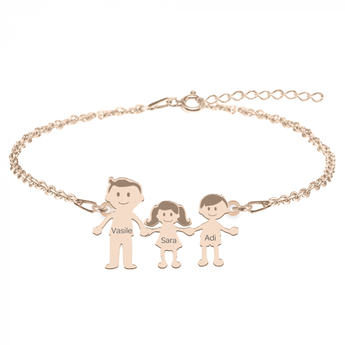 Family - Bratara personalizata tata si copilul din argint 925 placat cu aur roz [4]