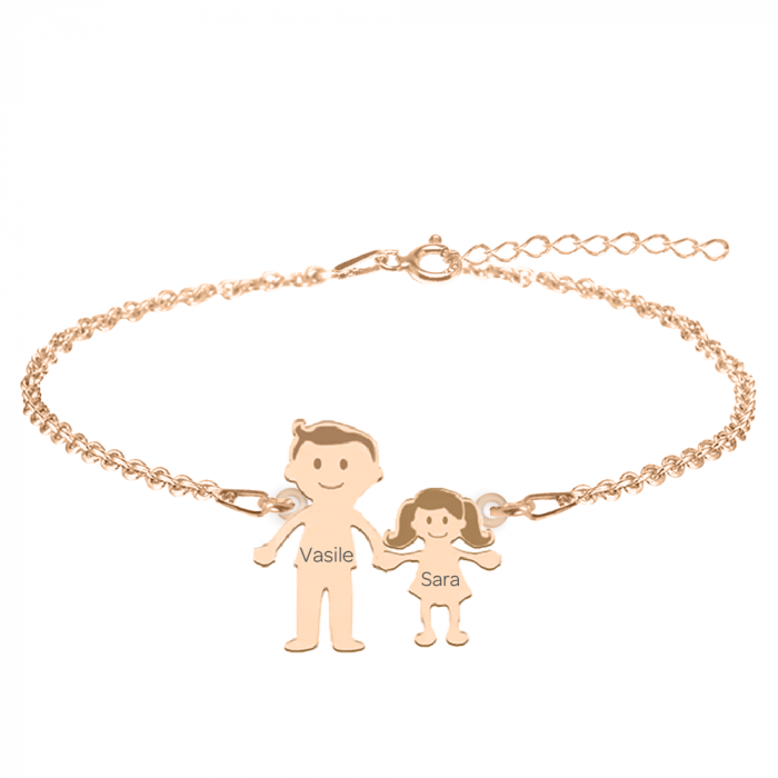 Family - Bratara personalizata tata si copilul din argint 925 placat cu aur roz [2]