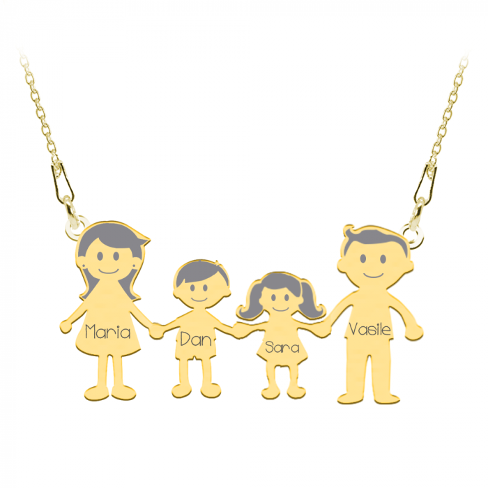Family - Colier personalizat din argint placat cu aur galben membrii familiei [2]