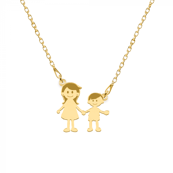 Family - Colier personalizat mama si copilul din argint 925 placat cu aur galben 24K [4]