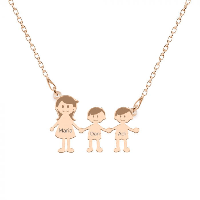 Family - Colier personalizat mama si copilul din argint 925 placat cu aur roz [4]