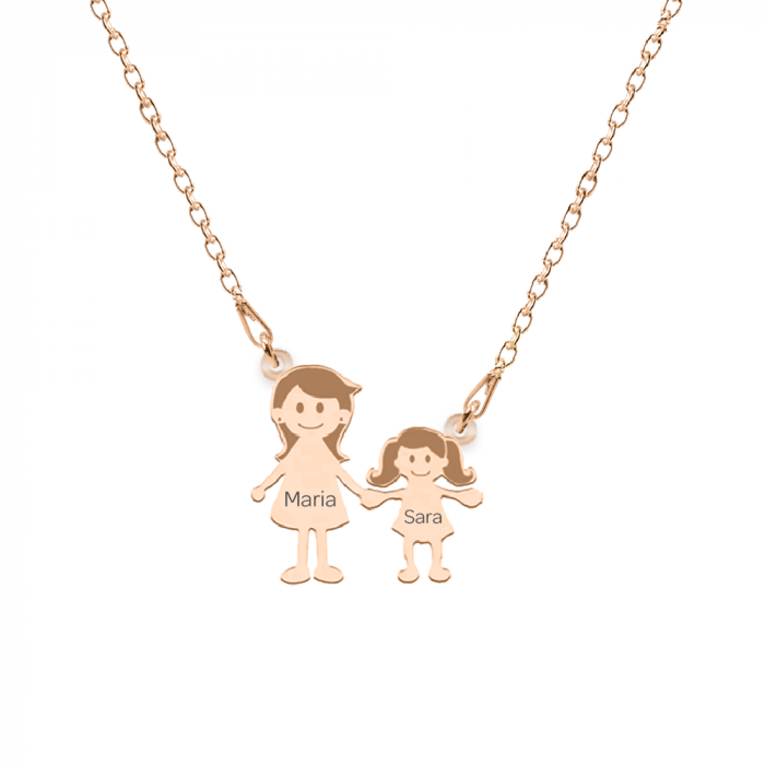Family - Colier personalizat mama si copilul din argint 925 placat cu aur roz [2]