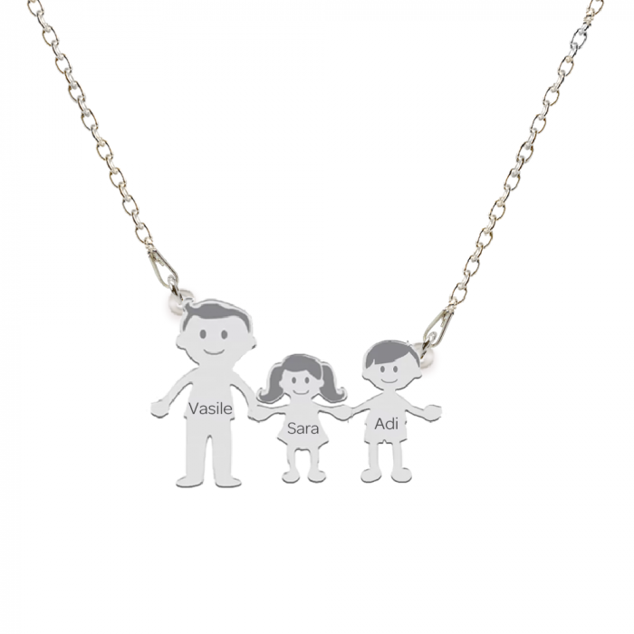 Family - Colier personalizat tata si copilul din argint 925 [3]