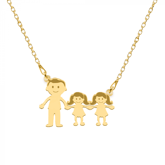 Family - Colier personalizat tata si copilul din argint 925 placat cu aur galben 24K [3]
