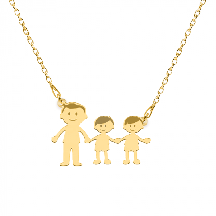 Family - Colier personalizat tata si copilul din argint 925 placat cu aur galben 24K [4]