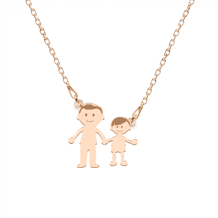 Family - Colier personalizat tata si copilul din argint 925 placat cu aur roz [2]