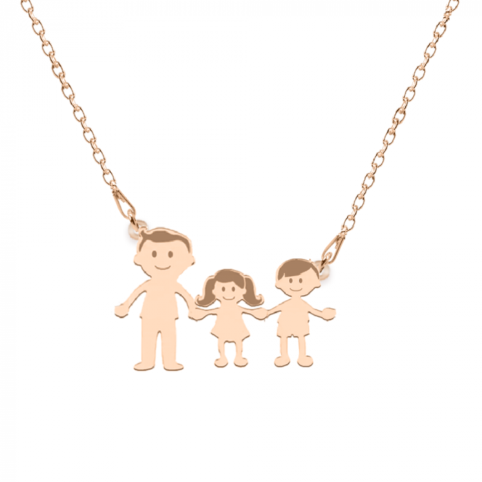 Family - Colier personalizat tata si copilul din argint 925 placat cu aur roz [4]