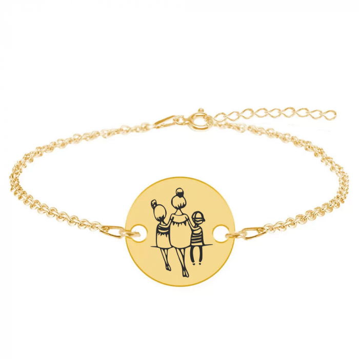 Felicia - Bratara personalizata din argint 925 placat cu aur galben de 24K mama cu doi copii [3]