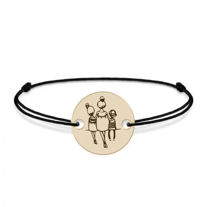 Felicia - Bratara personalizata snur banut mama si doi copii din  Aur 14 karate - 0,51 grame,12 mm [3]