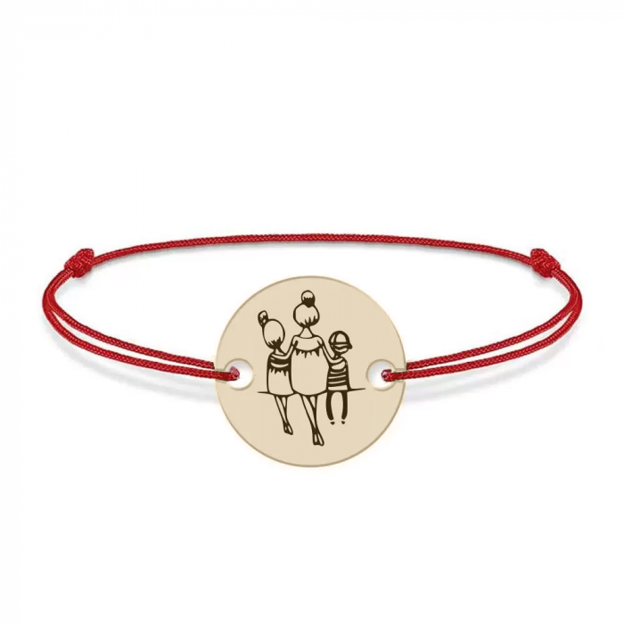 Felicia - Bratara personalizata snur banut mama si doi copii din  Aur 14 karate - 0,51 grame,12 mm [4]