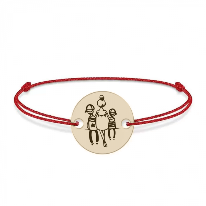 Felicia - Bratara personalizata snur banut mama si doi copii din  Aur 14 karate - 0,51 grame,12 mm [2]