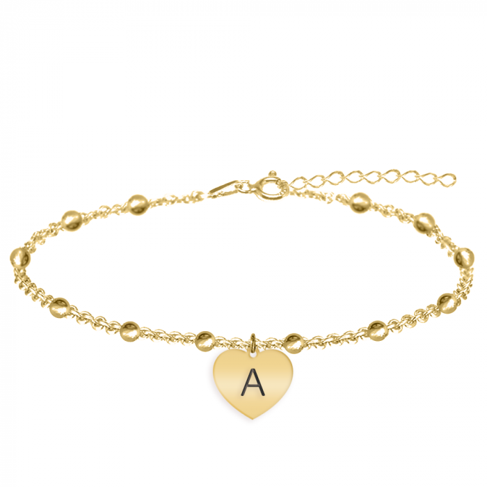 Filiz - Bratara personalizata tip salba pentru picior cu inimioara din argint 925 placat cu aur galben 24K [2]