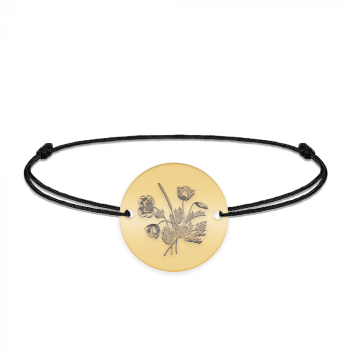 Flora - Bratara personalizata snur buchet flori banut din argint 925 placat cu aur galben 24K [2]
