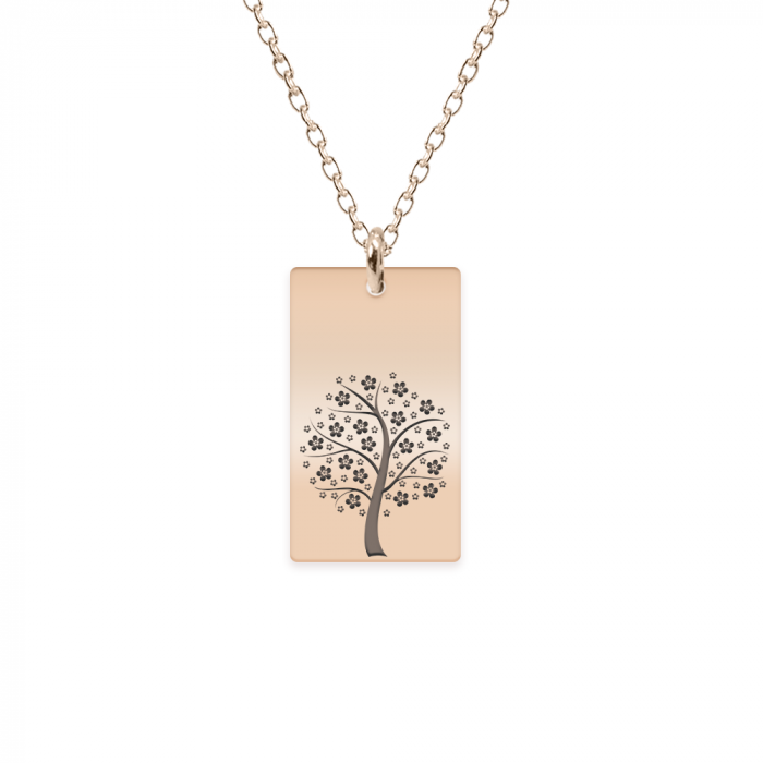 Floris - Colier personalizat copac tablita din argint 925 placat cu aur roz [2]