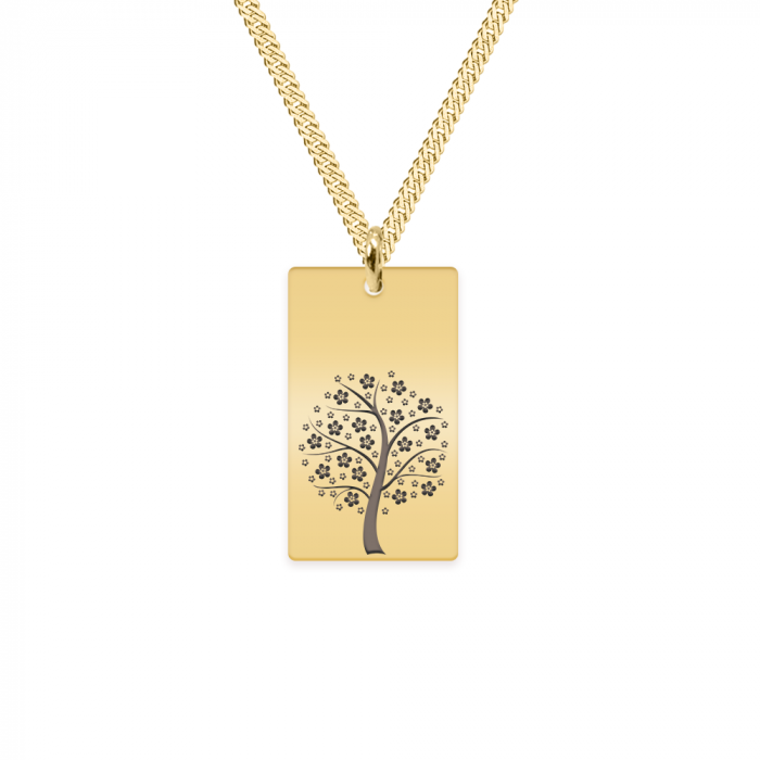 Floris - Colier personalizat copac tablita si lant gros rombo din argint 925 placat cu aur galben 24K [2]