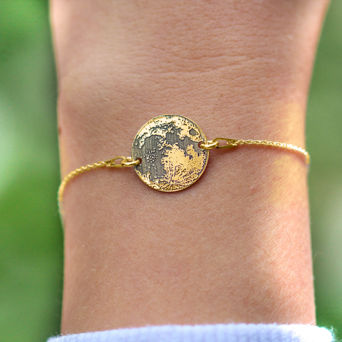Full Moon - Bratara personalizata din argint 925 placat cu aur galben 24K Luna plina [2]