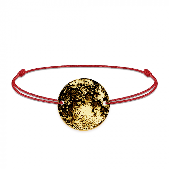 Full Moon - Bratara personalizata snur cu banut din argint 925 placat cu aur galben 24K Luna plina [2]
