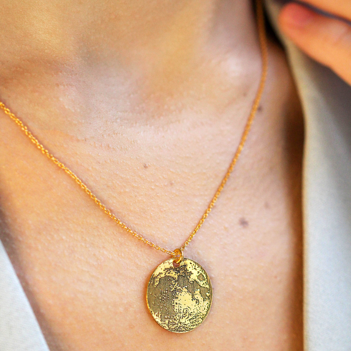 Full Moon - Colier personalizat din argint 925 placat cu aur roz Luna plina [2]