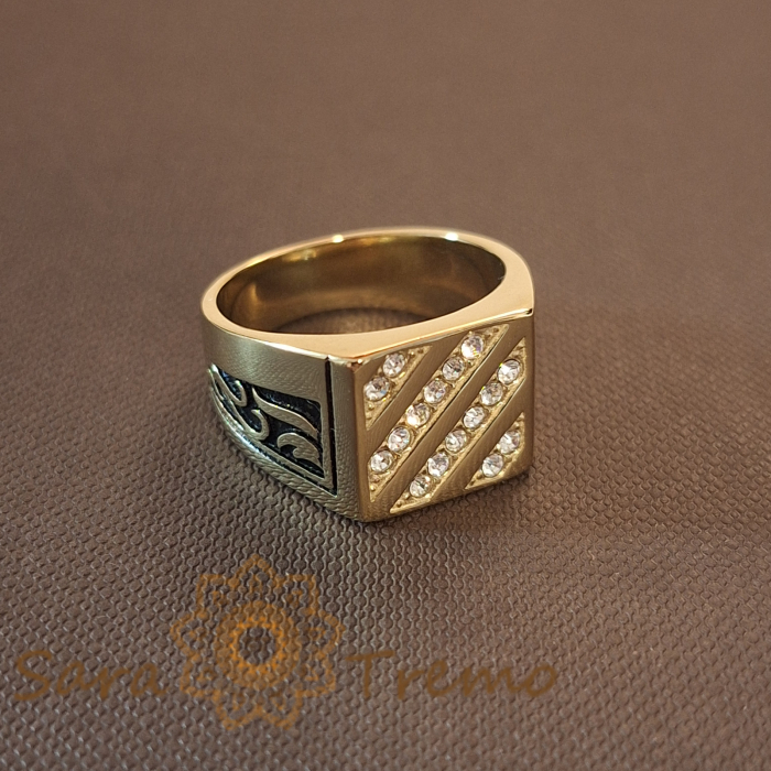 Ghiul cu cristale zirconia și decoruri laterale negre, lățime 1.3 cm [4]
