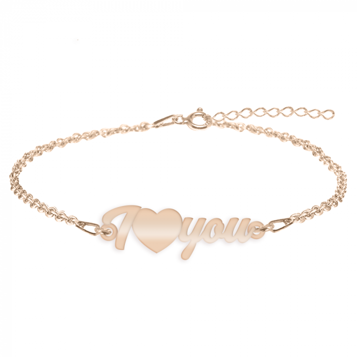I Love You - Bratara personalizata argint 925 placat cu aur roz [1]