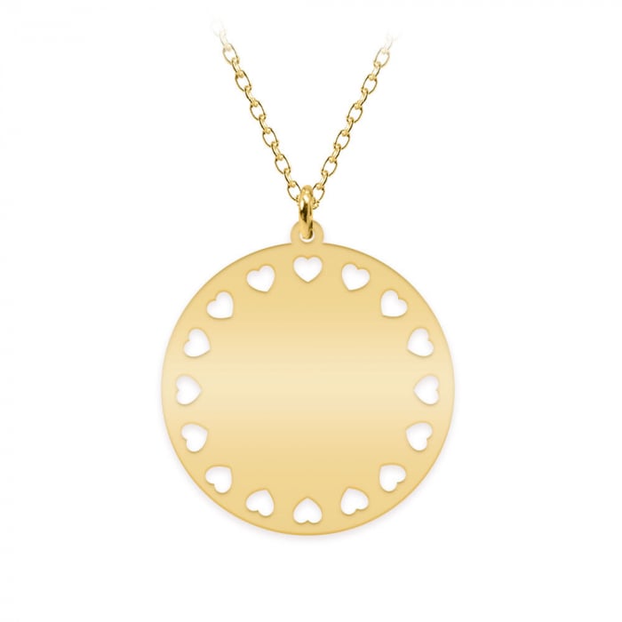 Illy - Colier personalizat argint 925 placat cu aur galben 24K banut cu inimioare decupate [2]