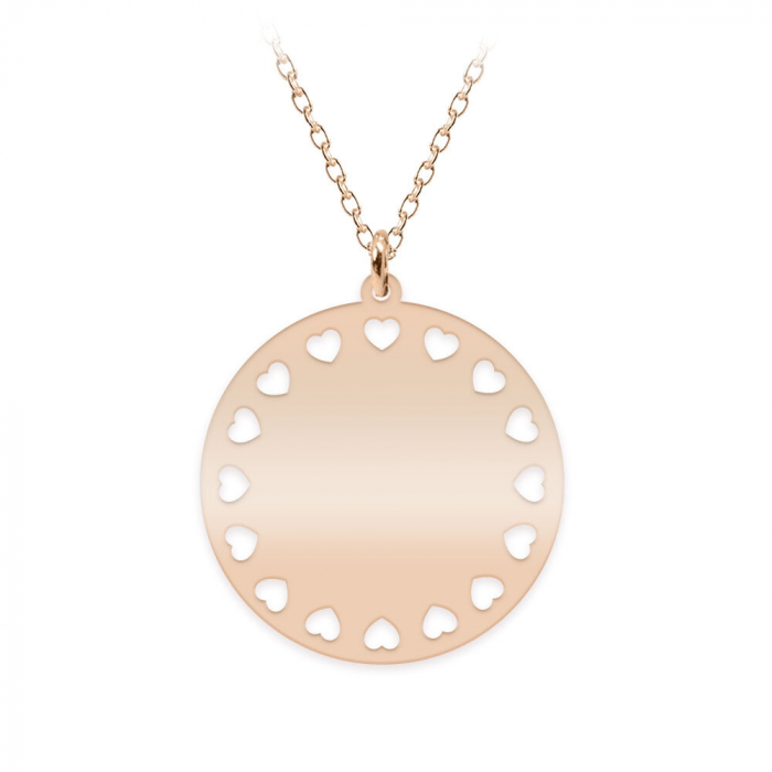 Illy - Colier personalizat argint 925 placat cu aur roz banut cu inimioare decupate [2]
