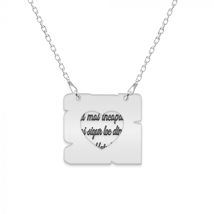 Colier personalizat cu text si inimioara decupata din argint 925 [2]