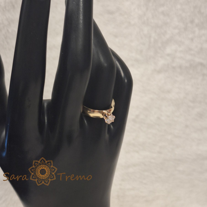 Inel logodna lat cu zirconia alb placat 18k - origine Brazilia [4]