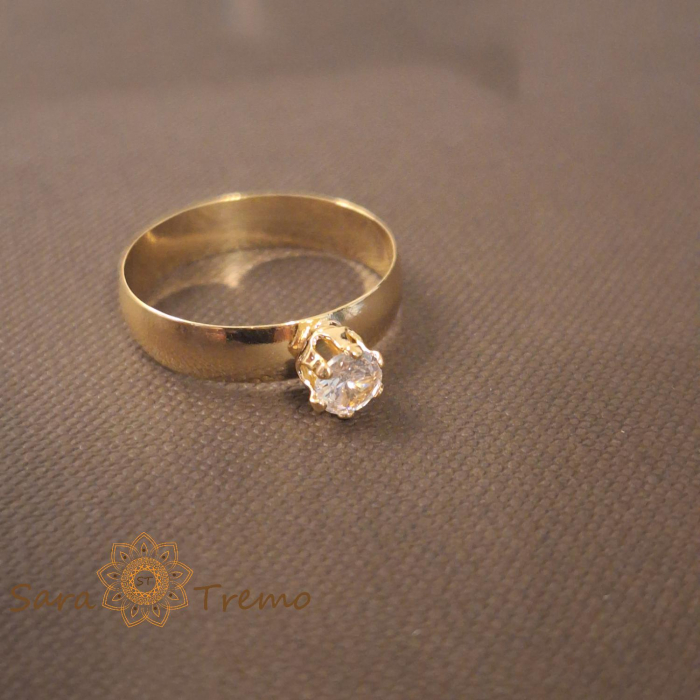 Inel logodna lat cu zirconia alb placat 18k - origine Brazilia [6]