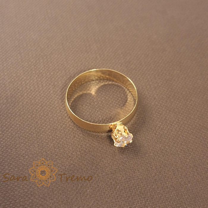 Inel logodna lat cu zirconia alb placat 18k - origine Brazilia [8]
