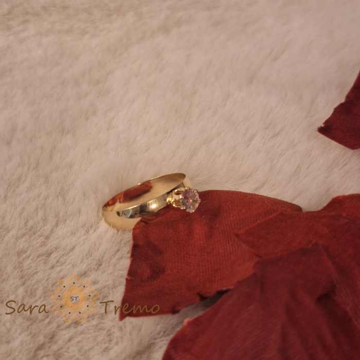 Inel logodna lat cu zirconia alb placat 18k - origine Brazilia [9]