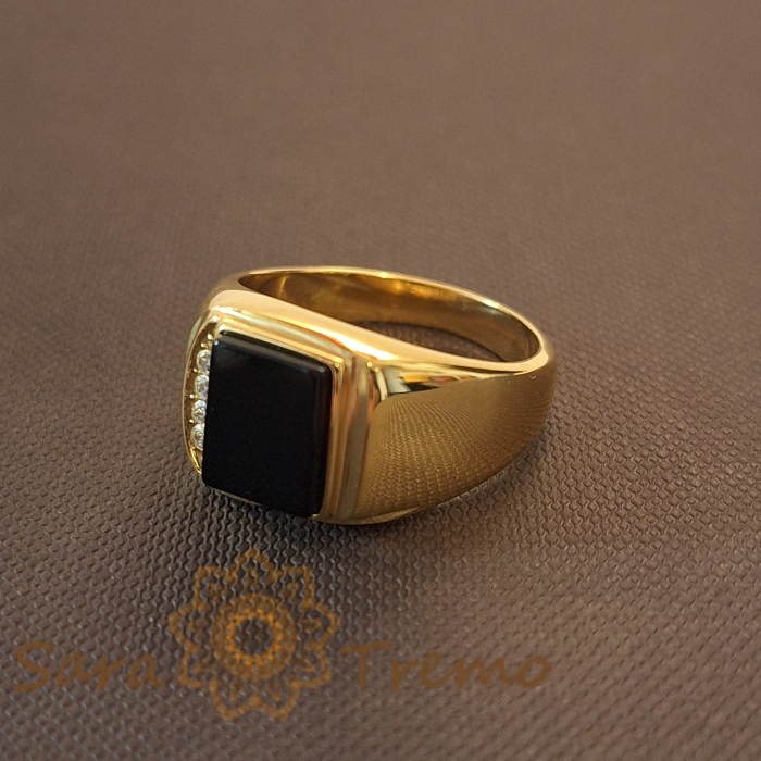 Inel cu cristale zirconia și decor negru, lățime 1.3 cm – Gama Luxury Brazilia [2]