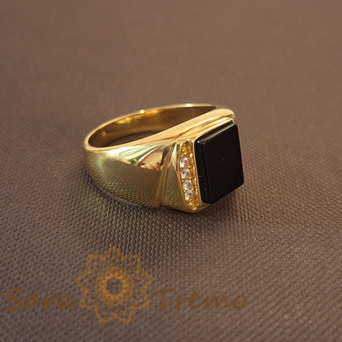 Inel cu cristale zirconia și decor negru, lățime 1.3 cm – Gama Luxury Brazilia [3]