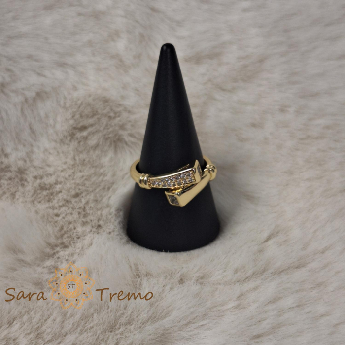 Inel Sigiliul Puterii design regal cu cristale zirconia albe - placat 14k [3]